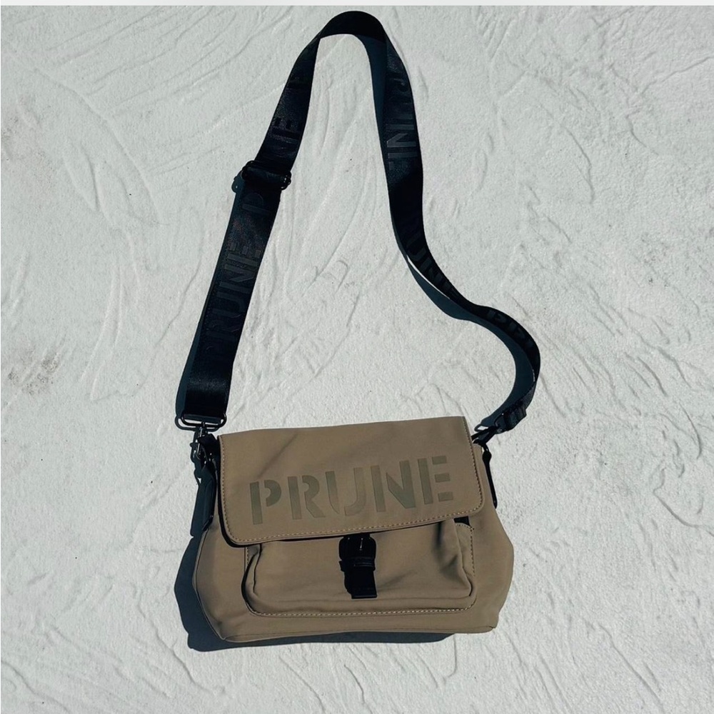 Prune Beige and Black Messenger Bag